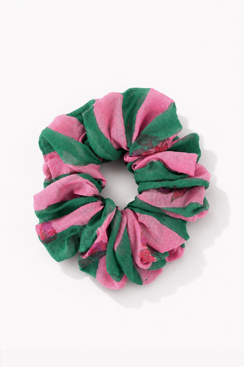 Twirl Scrunchie mul chanderi hair accessorie by JodiLife in green, pink for women Worldwide