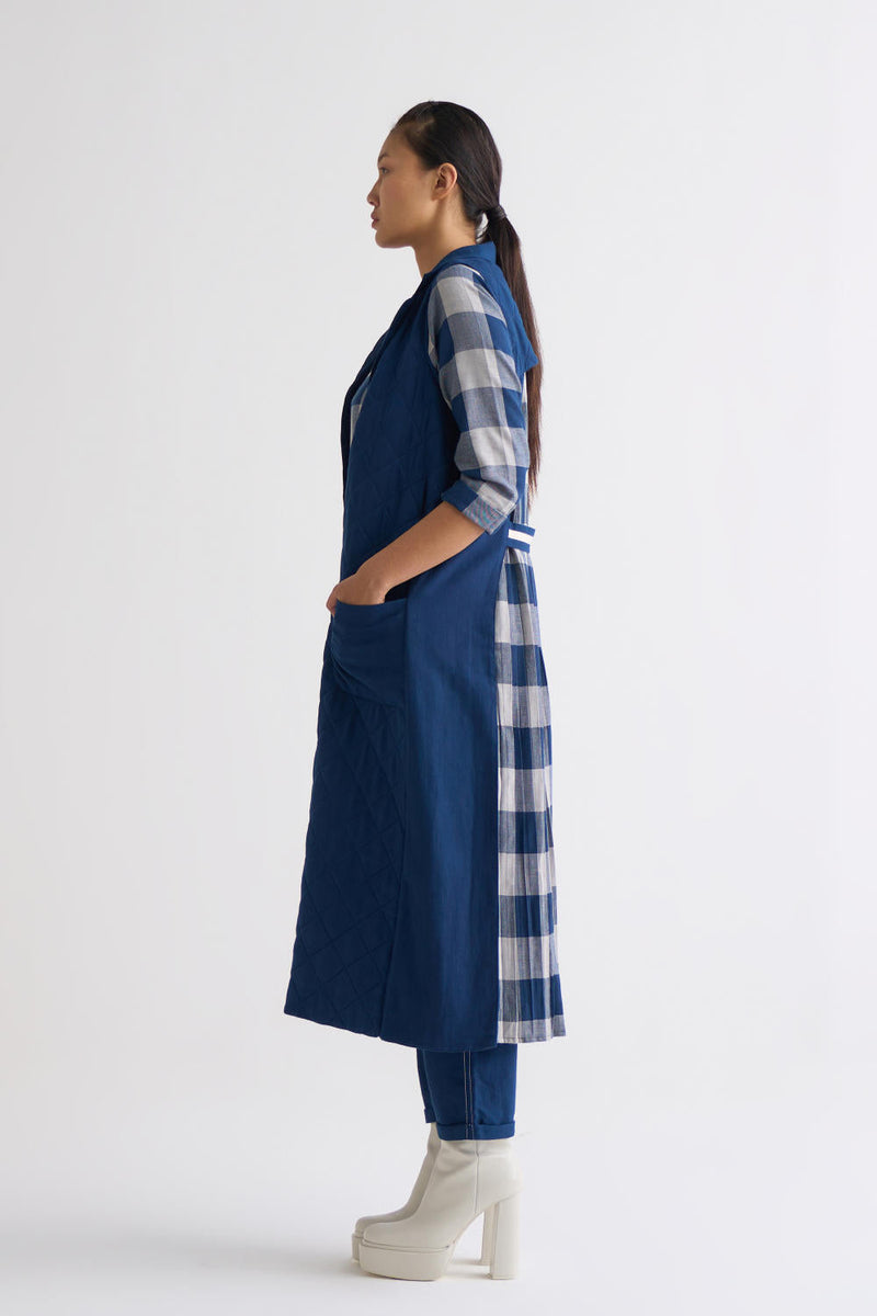 U-Shape Back Pleat Jacket Co ord - Navy Co-ord Set,Jackets & Overlays by THREE for women Worldwide