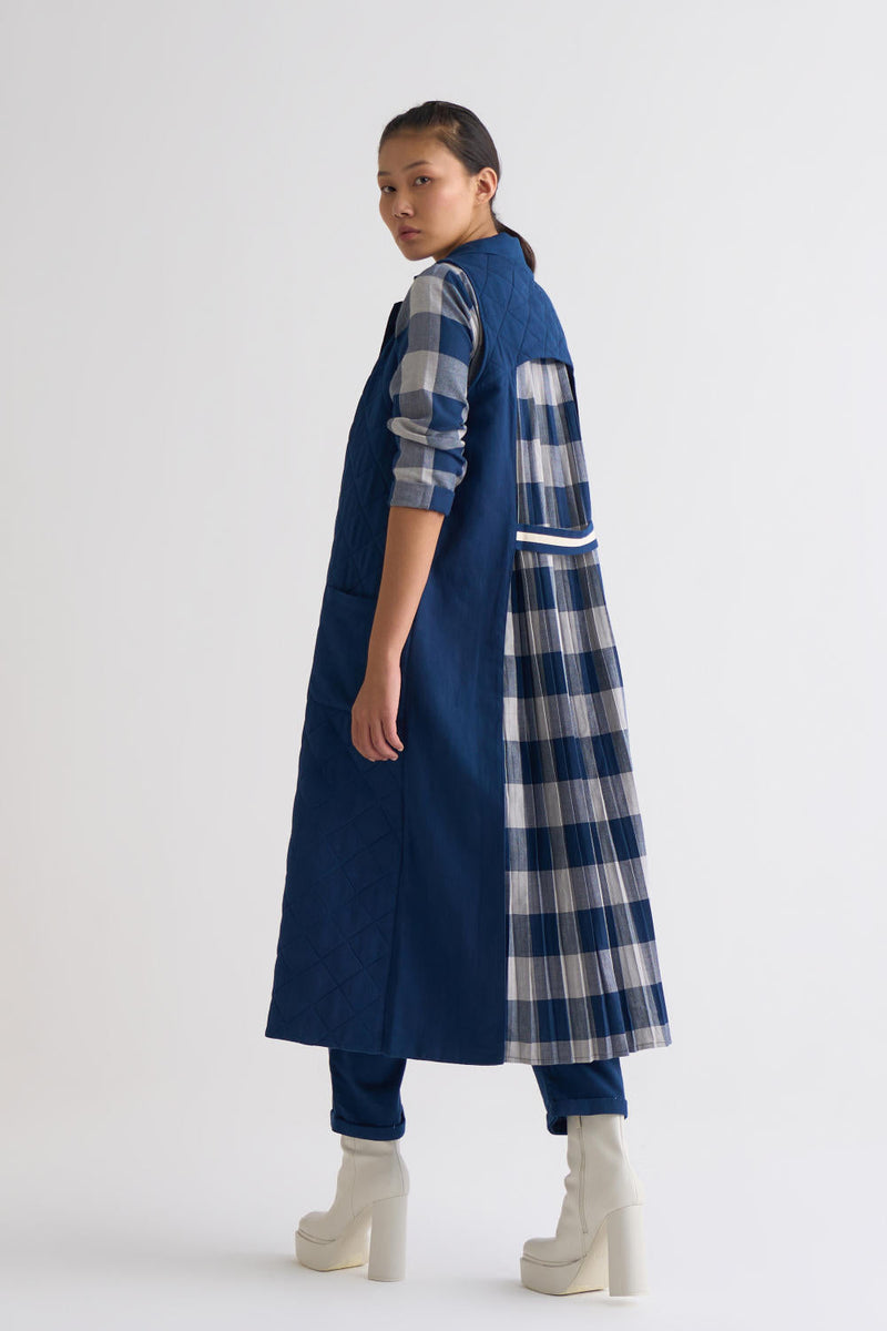 U-Shape Back Pleat Jacket Co ord - Navy Co-ord Set,Jackets & Overlays by THREE for women Worldwide