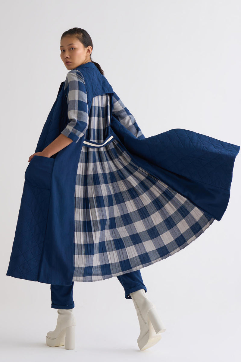 U-Shape Back Pleat Jacket Co ord - Navy Co-ord Set,Jackets & Overlays by THREE for women Worldwide