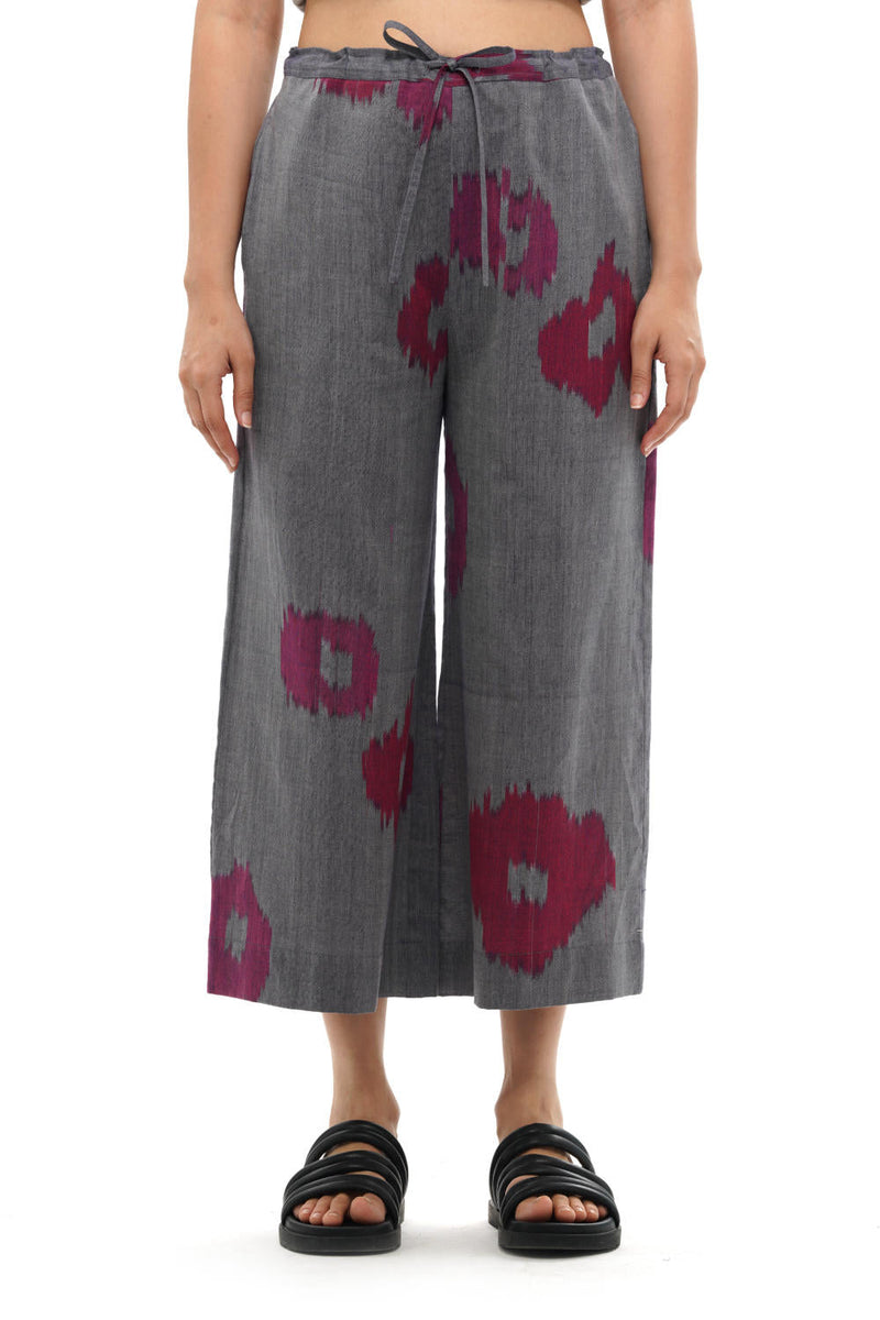 UME PALAZZO 100% cotton by Translate - Handwoven Ikat in blue color for women Worldwide