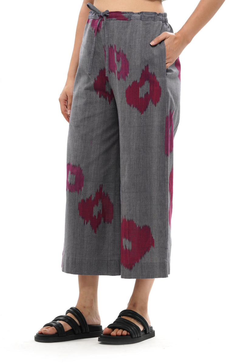 UME PALAZZO 100% cotton by Translate - Handwoven Ikat in blue color for women Worldwide