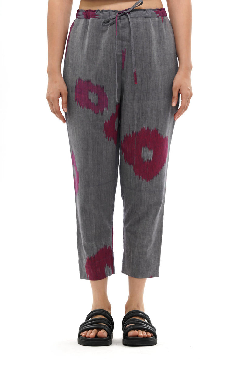 UME STRAIGHT PANT 100% cotton by Translate - Handwoven Ikat in blue color for women Worldwide