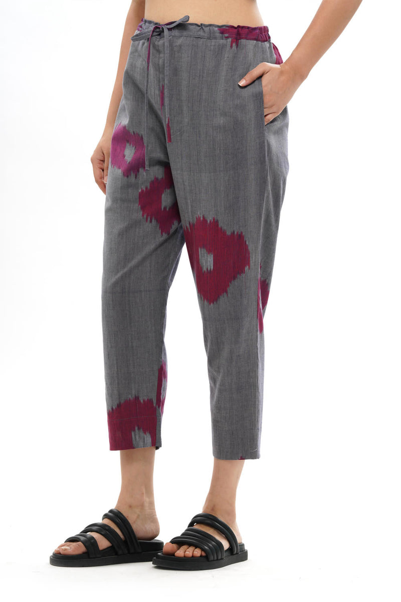 UME STRAIGHT PANT 100% cotton by Translate - Handwoven Ikat in blue color for women Worldwide