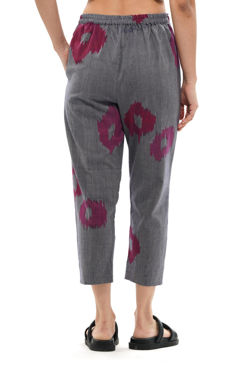 UME STRAIGHT PANT 100% cotton by Translate - Handwoven Ikat in blue color for women Worldwide