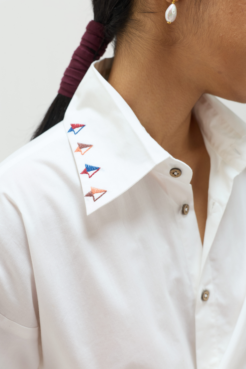 Under The Palms Organic Cotton Wrap Shirt cotton by Sui in white color for women Worldwide