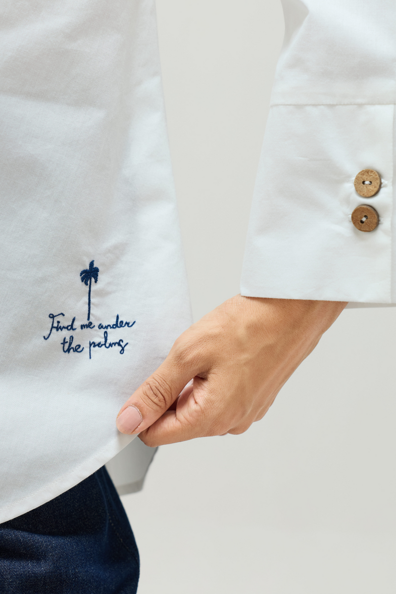 Under The Palms Organic Cotton Wrap Shirt cotton by Sui in white color for women Worldwide