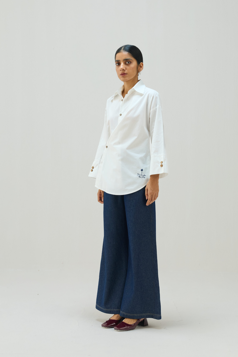 Under The Palms Organic Cotton Wrap Shirt cotton by Sui in white color for women Worldwide