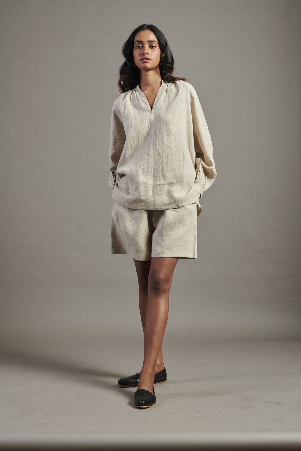 Undyed Linen Billow Shorts Set