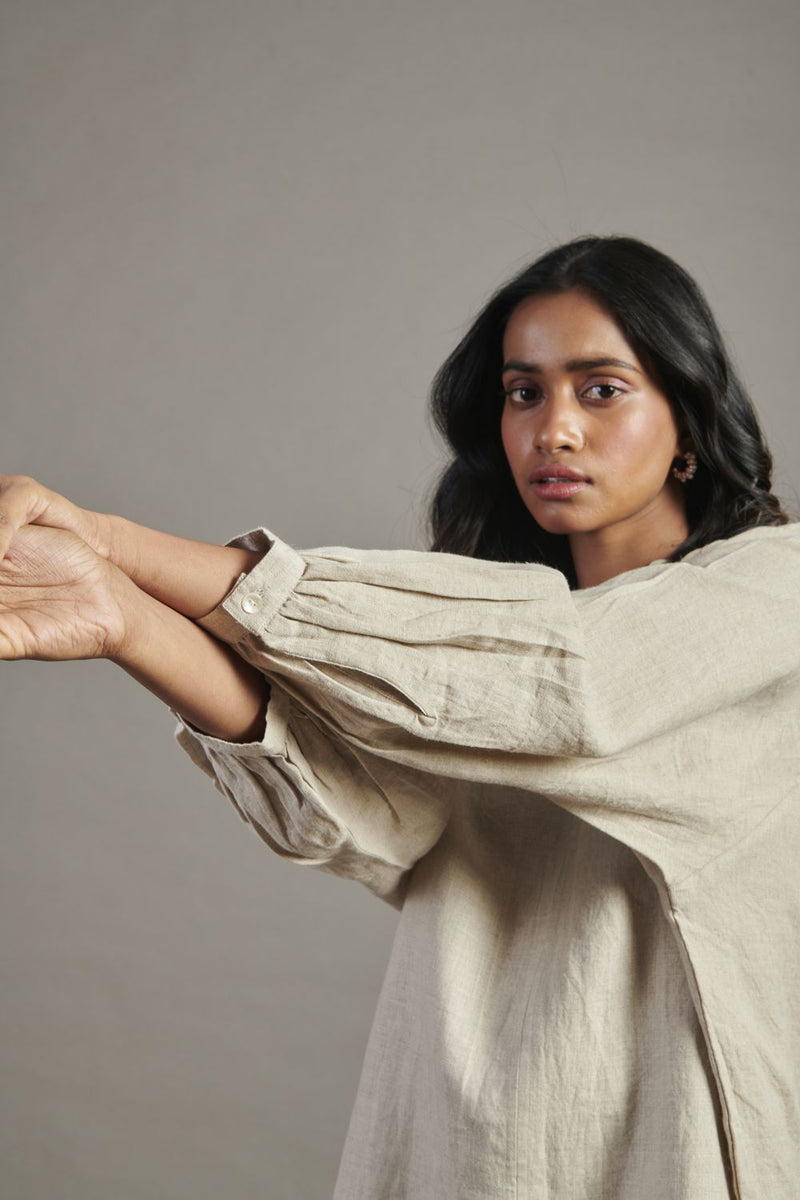 Undyed Linen Billow Shorts Set linen by Saphed in natural color for women Worldwide
