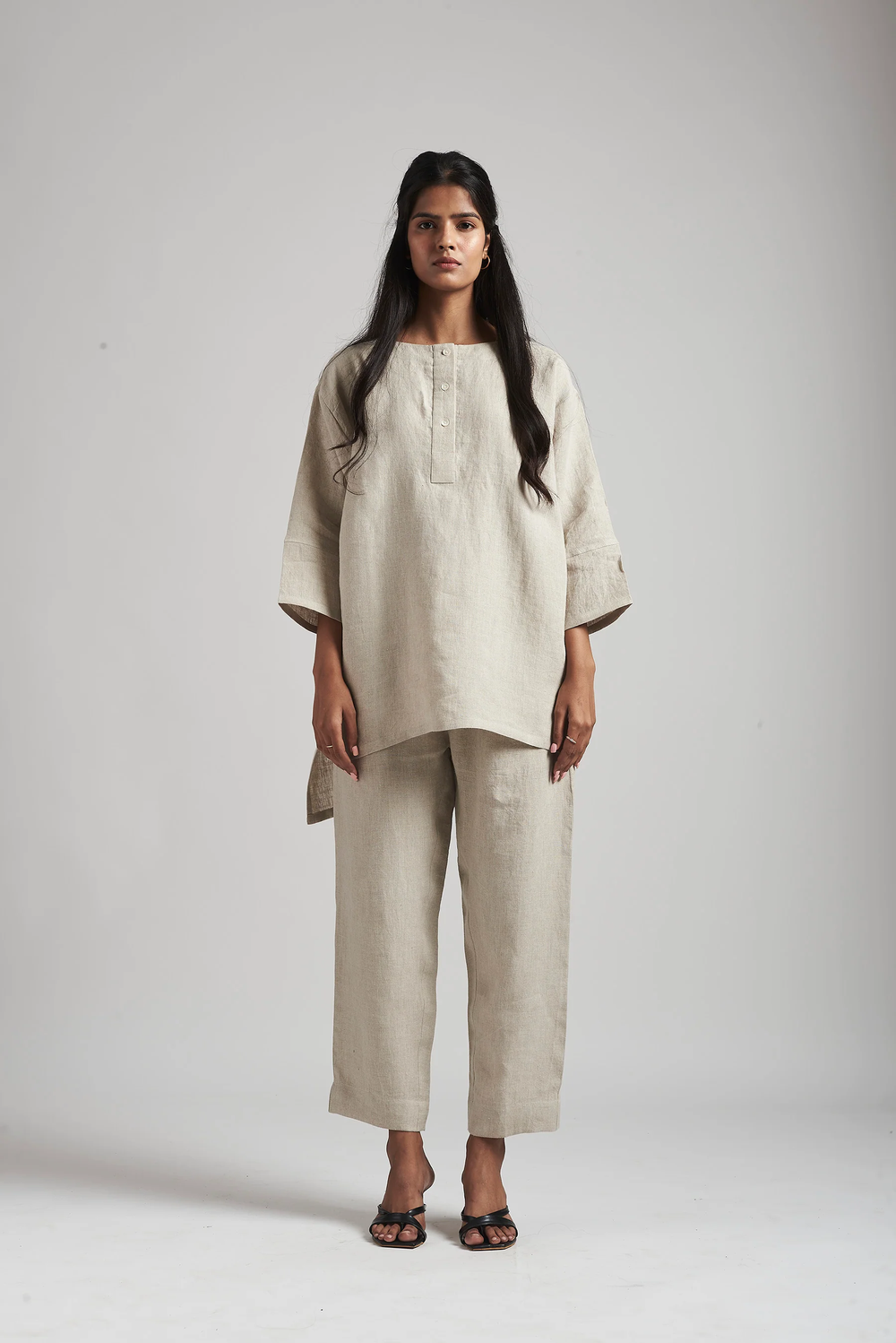 Undyed Linen Short Kurta Set