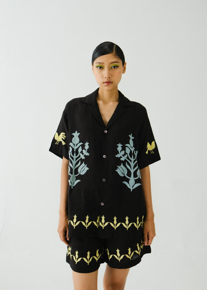 Unisex Shirt-Black Bird Applique by CORD for women Worldwide