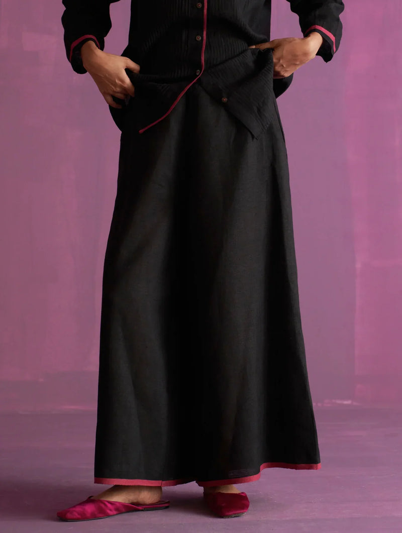 Inga Linen Pant - Black linen by Manan in black color for women Worldwide