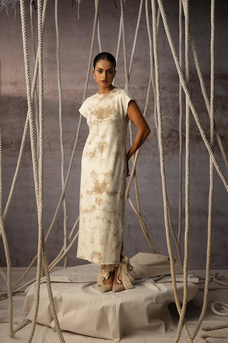 Ivory Hand-Dyed Knit Midi knit dress by Kritika Murarka in ivory for women Worldwide