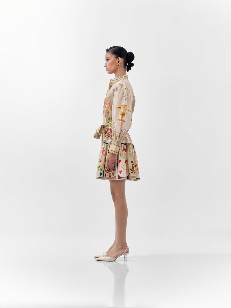 Celia Mini-Postcards And Petals cotton dress by NOIB in multi-color for women Worldwide