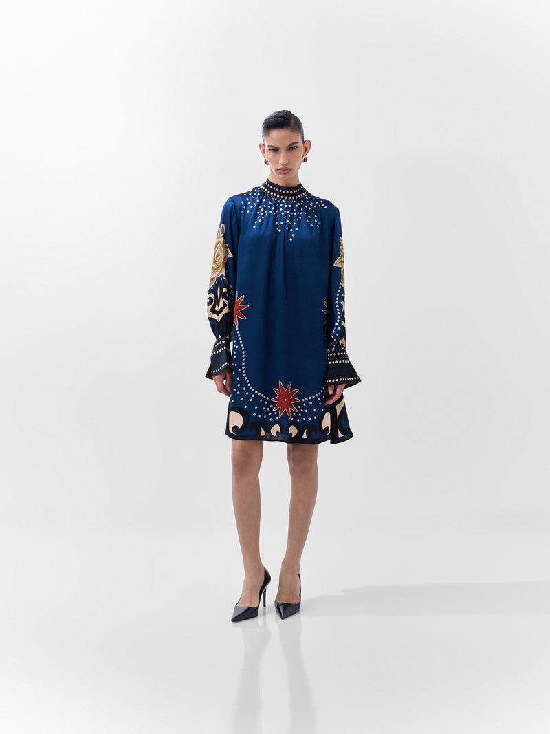 Amber Mini-Old Rose viscose dress by NOIB in multi-color for women Worldwide