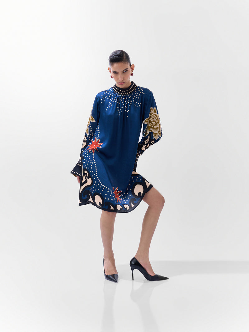 Amber Mini-Old Rose viscose dress by NOIB in multi-color for women Worldwide