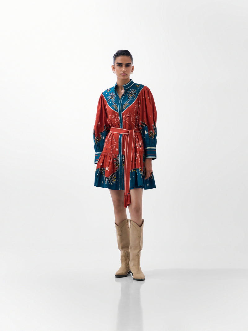 Celia Mini-Nocturnal Jungle cotton dress by NOIB in multi-color for women Worldwide