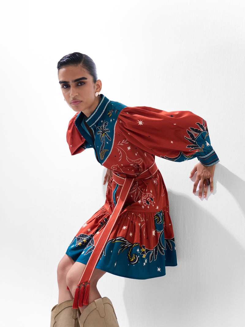 Celia Mini-Nocturnal Jungle cotton dress by NOIB in multi-color for women Worldwide