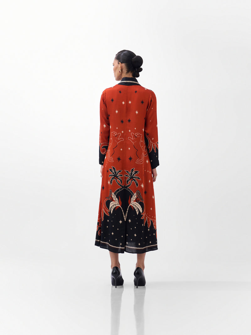 Willow Maxi-Nocturnal Jungle viscose dress by NOIB in multi-color for women Worldwide