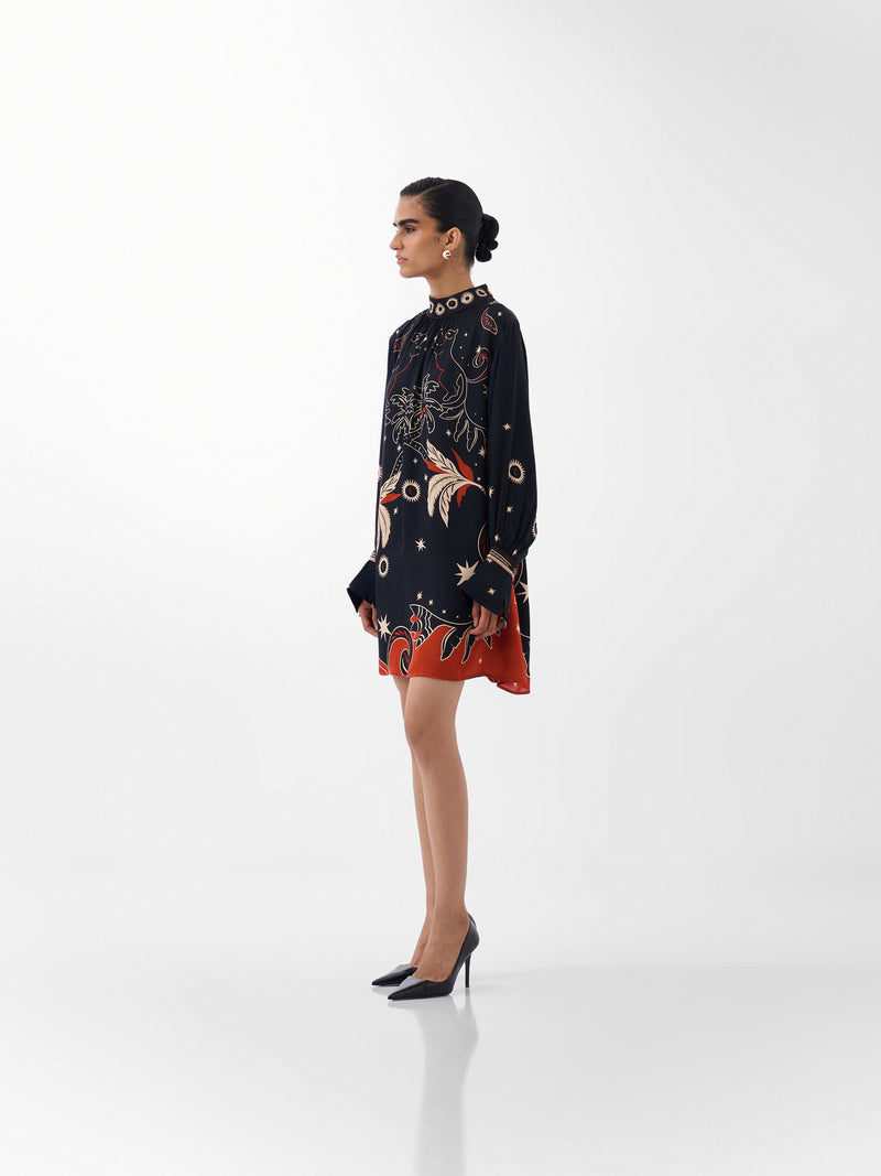 Amber Mini-Nocturnal Jungle viscose dress by NOIB in multi-color for women Worldwide