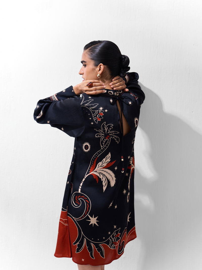 Amber Mini-Nocturnal Jungle viscose dress by NOIB in multi-color for women Worldwide
