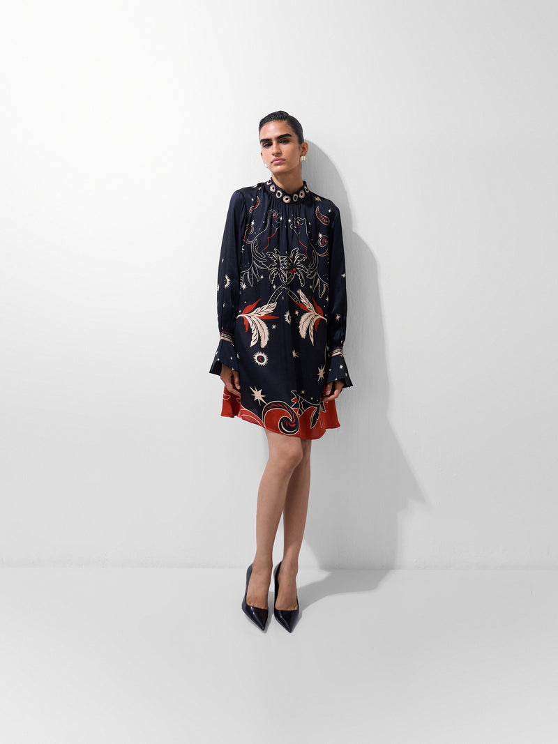 Amber Mini-Nocturnal Jungle viscose dress by NOIB in multi-color for women Worldwide