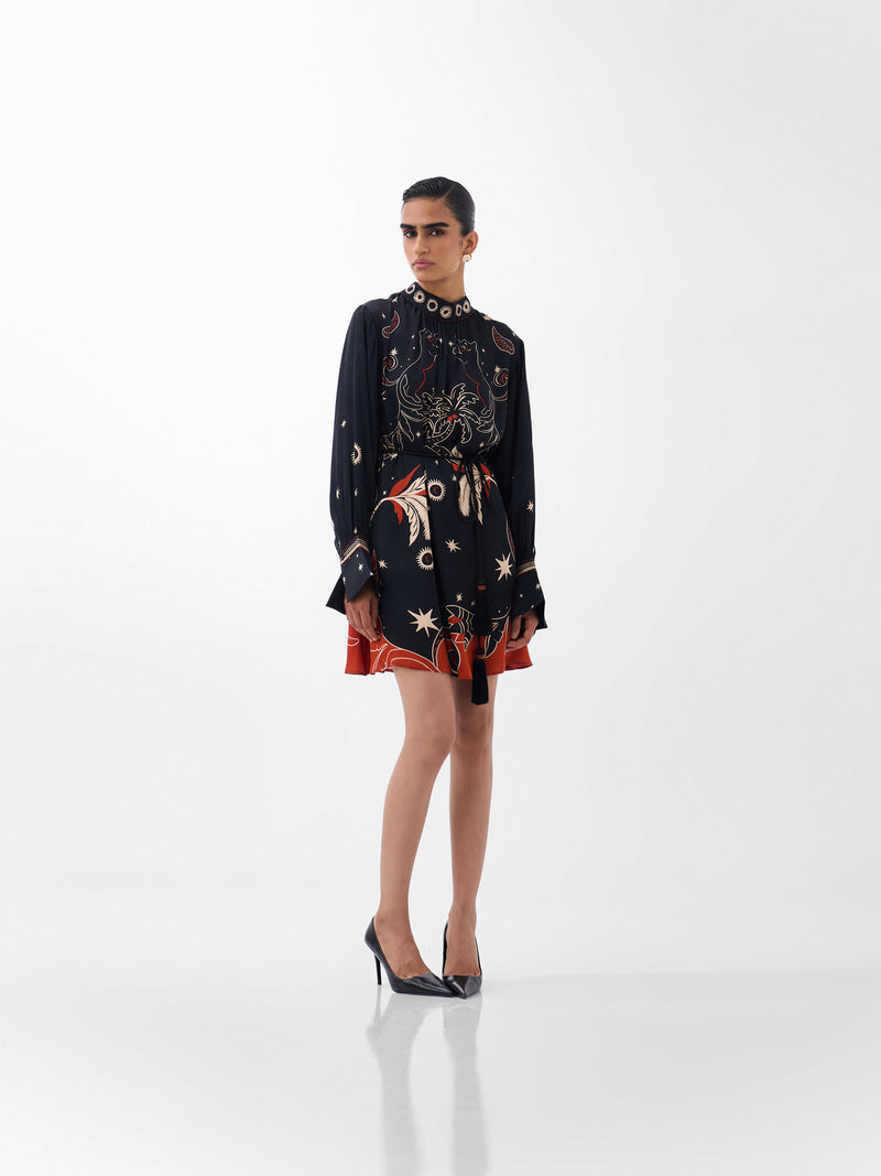Amber Mini-Nocturnal Jungle viscose dress by NOIB in multi-color for women Worldwide