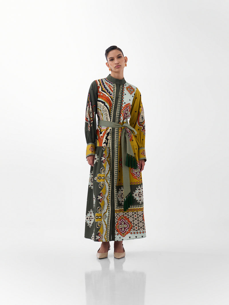 Celia Maxi-Mosaic cotton dress by NOIB in multi-color for women Worldwide