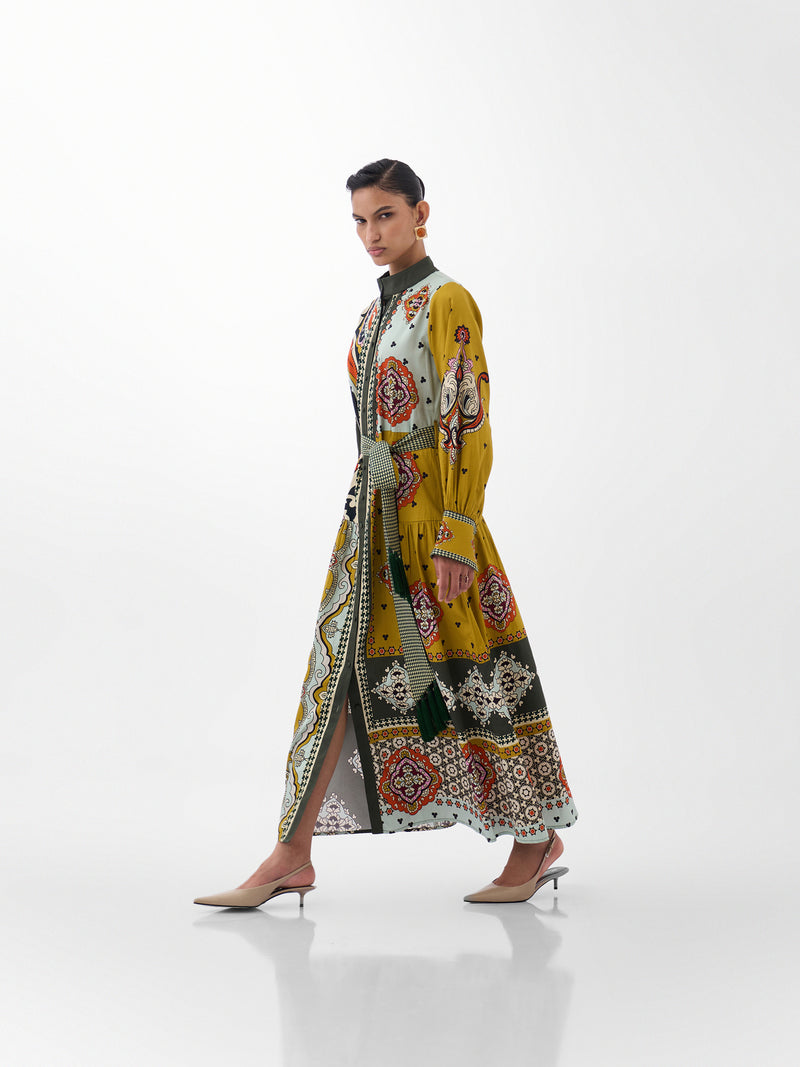 Celia Maxi-Mosaic cotton dress by NOIB in multi-color for women Worldwide