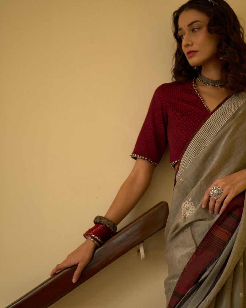 Janki Blouse mashru blouse by SWATTI KAPOOR in maroon for women Worldwide