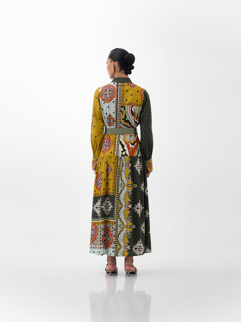 Celia Maxi-Mosaic cotton dress by NOIB in multi-color for women Worldwide