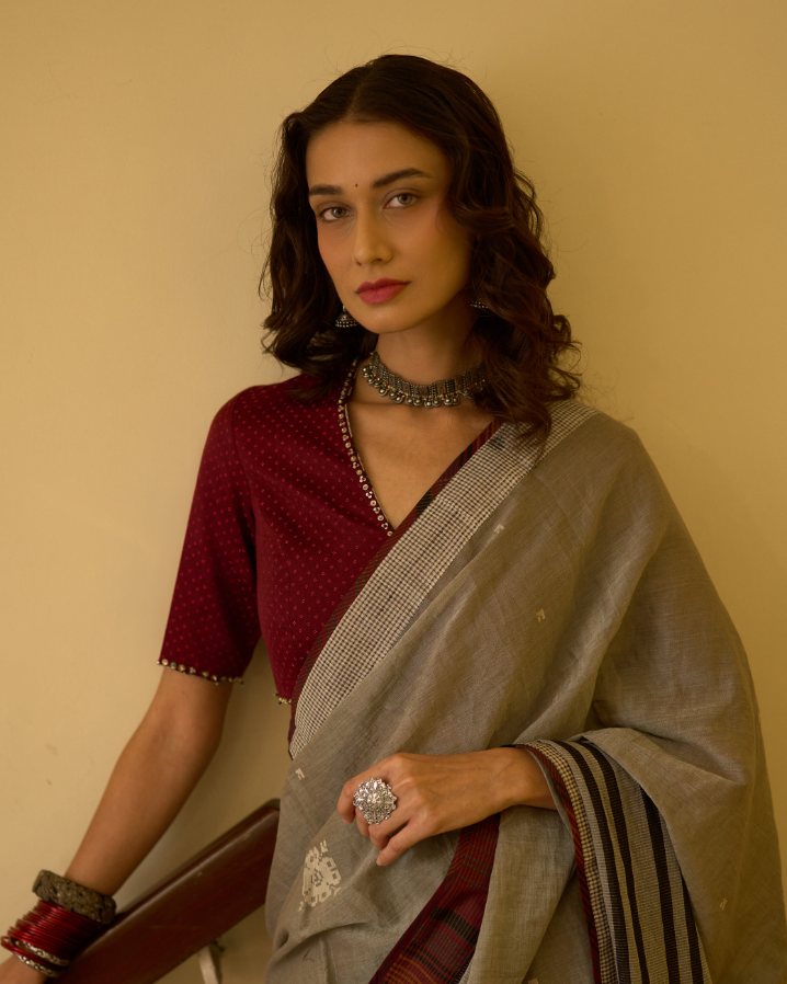 Janki Blouse mashru blouse by SWATTI KAPOOR in maroon for women Worldwide