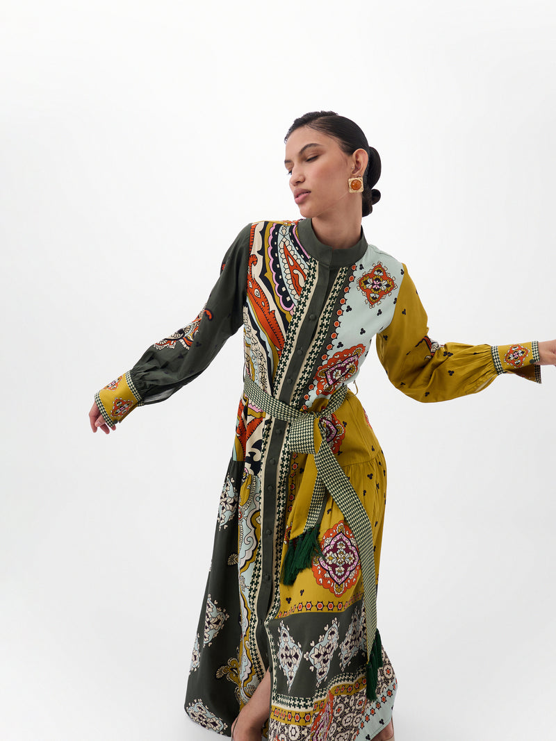 Celia Maxi-Mosaic cotton dress by NOIB in multi-color for women Worldwide