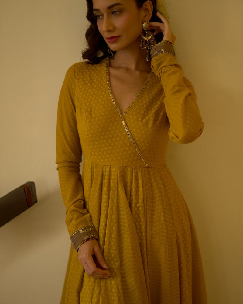 Sital Kurta chanderi kurta/kurta set by SWATTI KAPOOR in yellow for women Worldwide