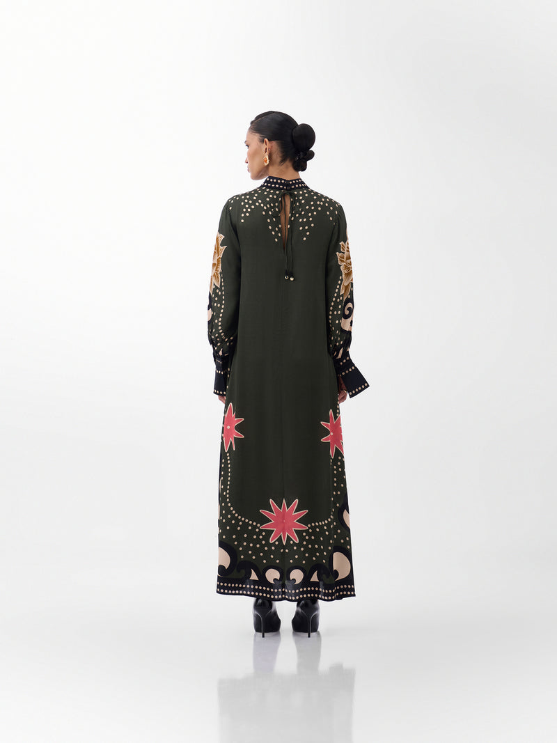 Amber Maxi-Old Rose viscose dress by NOIB in multi-color for women Worldwide