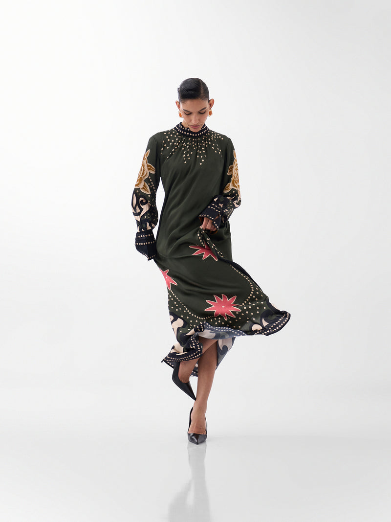 Amber Maxi-Old Rose viscose dress by NOIB in multi-color for women Worldwide