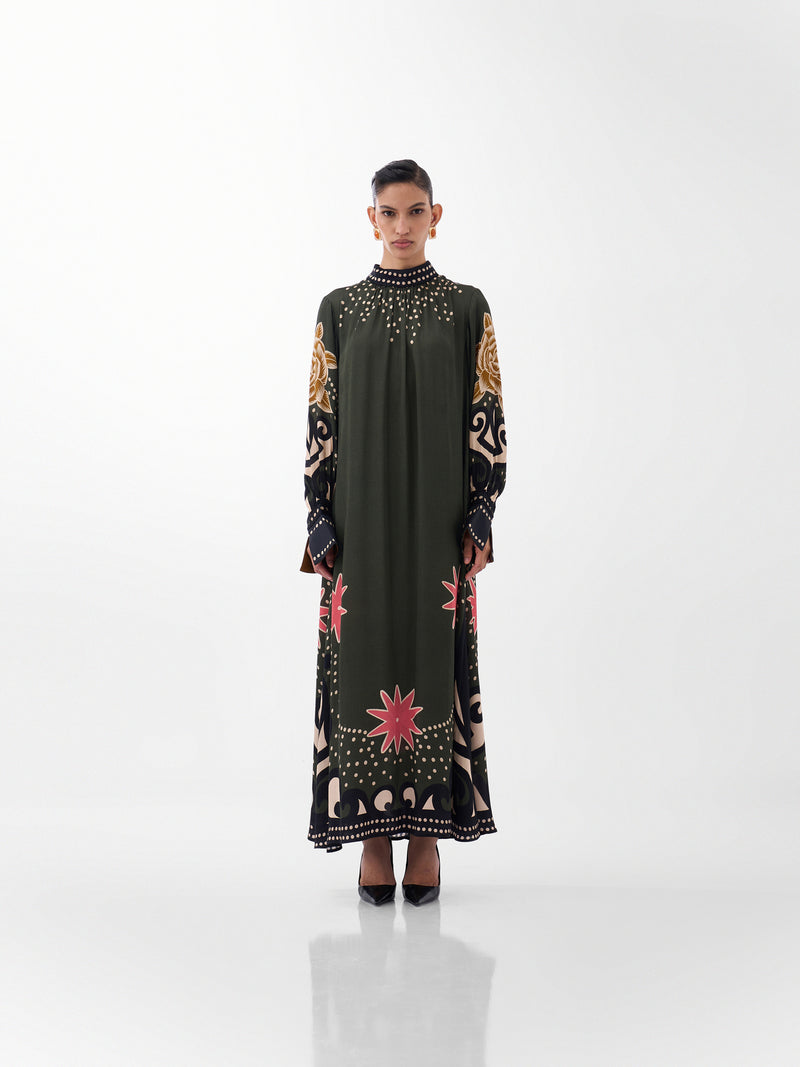 Amber Maxi-Old Rose viscose dress by NOIB in multi-color for women Worldwide
