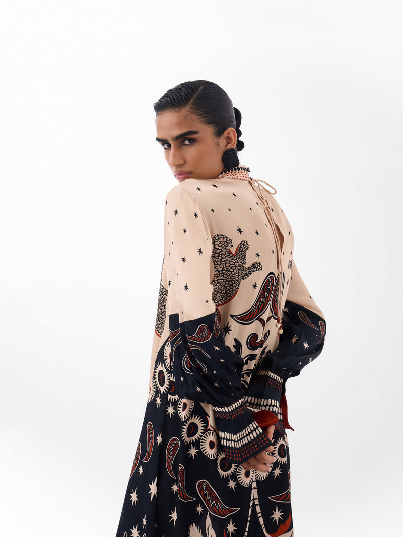 Amber Maxi-Nocturnal Jungle viscose dress by NOIB in multi-color for women Worldwide