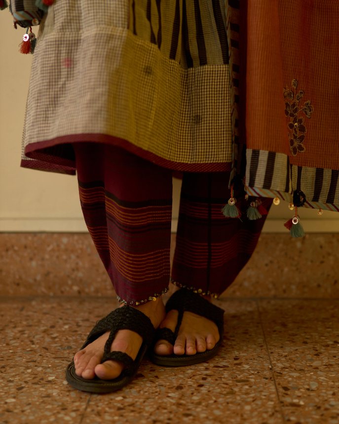 Kumud Pant cotton pyjama/salwar by SWATTI KAPOOR in maroon for women Worldwide