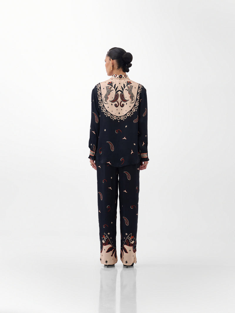 Iris Shirt-Nocturnal Jungle viscose Shirt by NOIB in multi-color for women Worldwide
