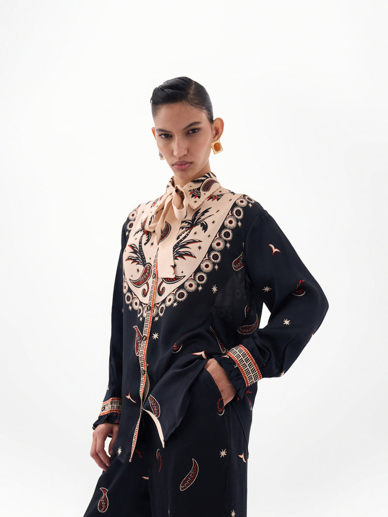 Iris Shirt-Nocturnal Jungle viscose Shirt by NOIB in multi-color for women Worldwide