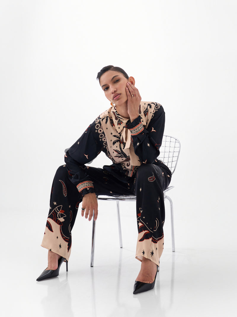 Thais Pants-Nocturnal Jungle viscose Pants by NOIB in multi-color for women Worldwide