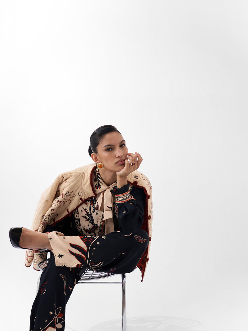 Thais Pants-Nocturnal Jungle viscose Pants by NOIB in multi-color for women Worldwide