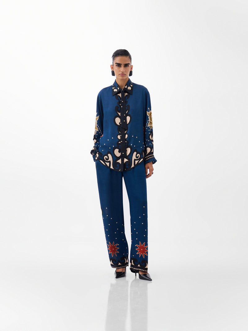 Thais Pants-Old Rose viscose Pants by NOIB in multi-color for women Worldwide