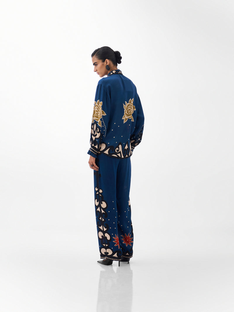 Thais Pants-Old Rose viscose Pants by NOIB in multi-color for women Worldwide