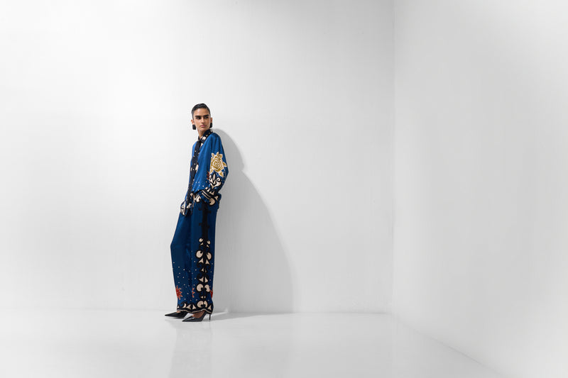 Thais Pants-Old Rose viscose Pants by NOIB in multi-color for women Worldwide
