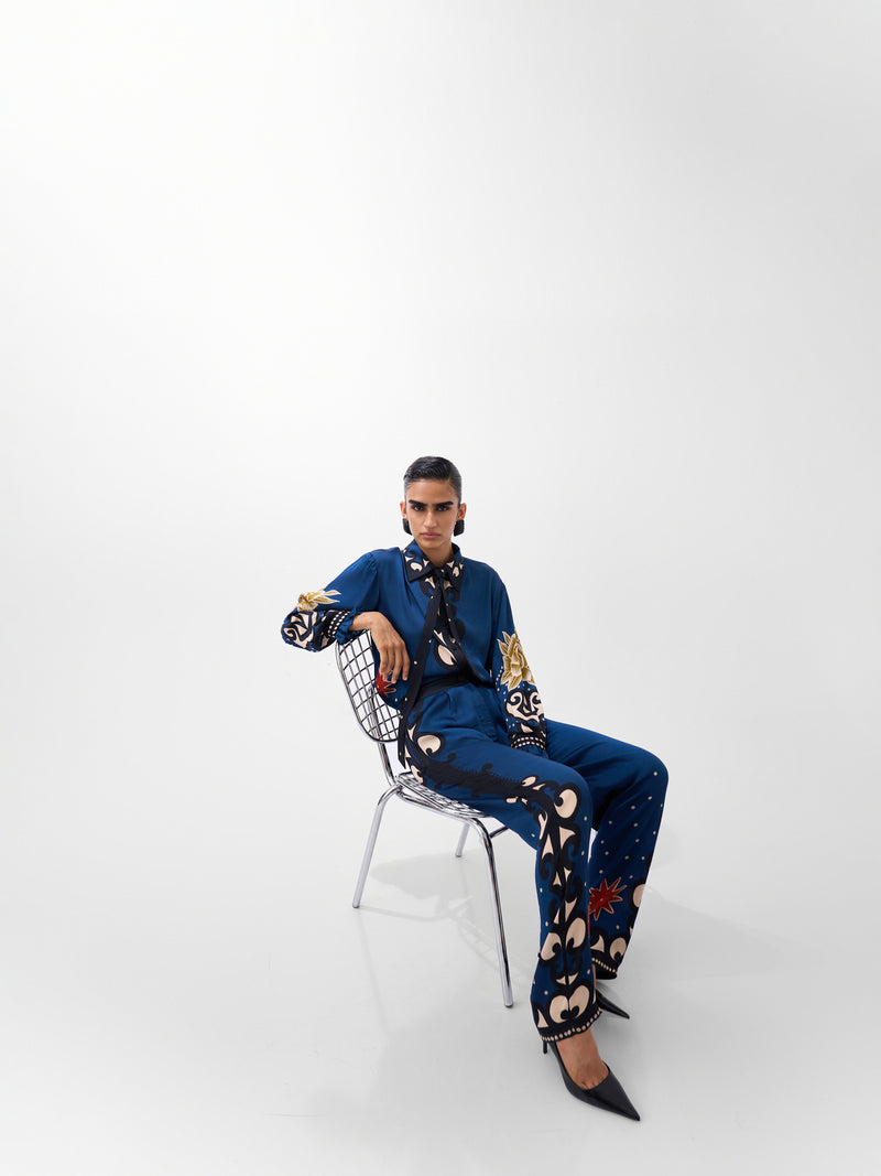 Thais Pants-Old Rose viscose Pants by NOIB in multi-color for women Worldwide