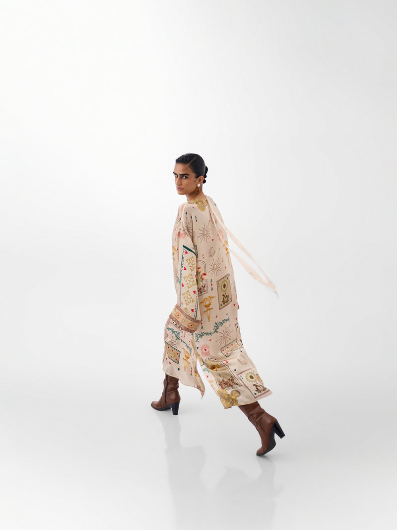 Adah Kaftan-Postcards And Petals viscose kaftan by NOIB in multi-color for women Worldwide