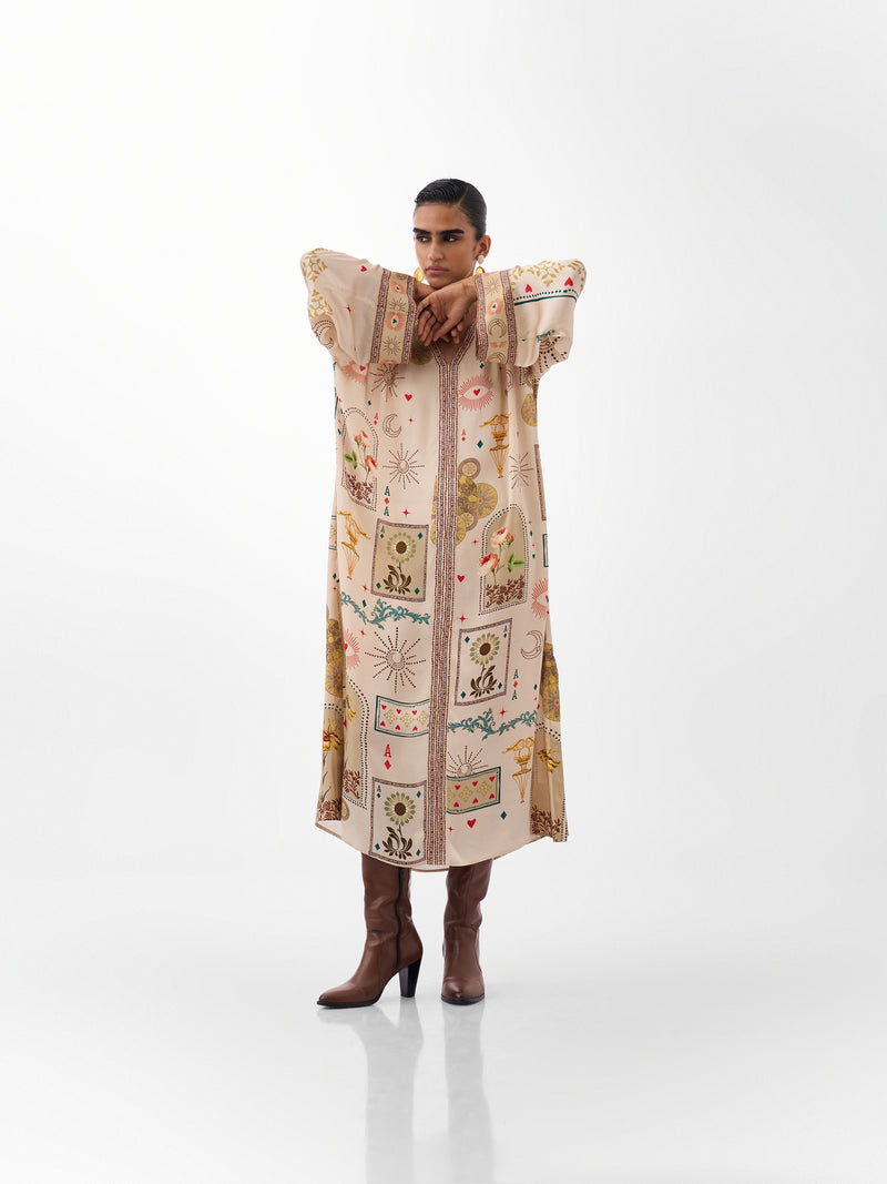 Adah Kaftan-Postcards And Petals viscose kaftan by NOIB in multi-color for women Worldwide